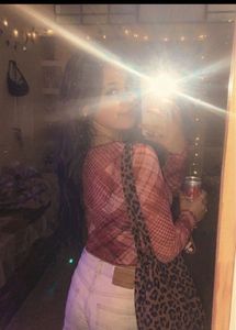 STYLISH SAVANA Y2k Sheer Plaid Long Sleeve Top
