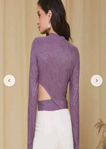 Purple Cut-Out Long Sleeve Top