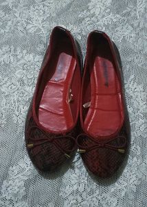 Chic Red Snake Print Ballet Flats(new)