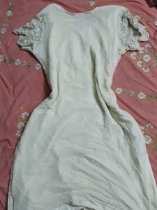 Y2k white sequined kurta Biba