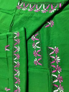 Handcrafted Bengal Kantha work dress material.