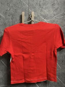 Red and White Colorblock T-Shirt