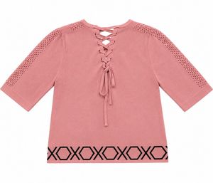 Pink Lattice Back Knit Top