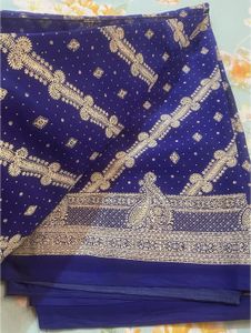 Beautiful Royal Blue Embroidered Saree