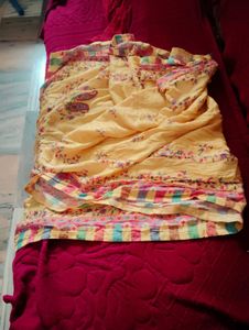 Vintage Yellow Floral Print duptta