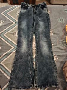 Flare Leg Acid Wash Jeans