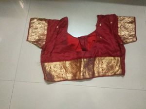 Maroon Silk Thick Heavy Border Blouse