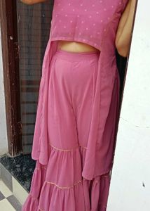 Pink Top and Sharara Set