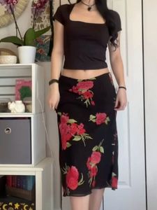 Floral  Print slit Pencil Skirt