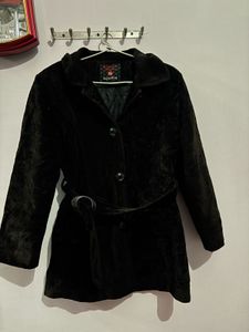 Classic Black Suede Belted Jacket