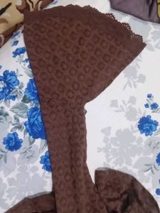 Brown Flare Sleeve Lace Top