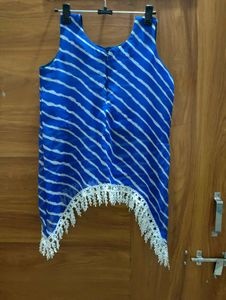 Stunning Blue Leheriya kurti navratri special
