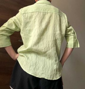 Light Green embroidered Button-Up Shirt