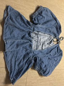 Denim Peplum Top with Tie Back