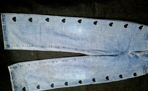 Blue Denim Jeans with Heart Cutouts