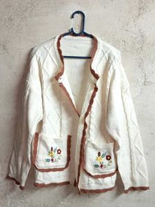 Charming Embroidered Cardigan Oversized