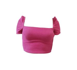Hot Pink Square Neck Puff Sleeve Top