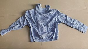 Blue Striped Twist Front Top