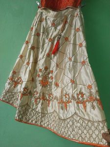 Silk Lahnga In Zari Work For Girls