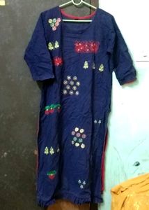 Beautiful Embroidered Navy Blue Kurti Flawless