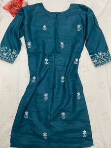 Teal Embroidered Kurta suit