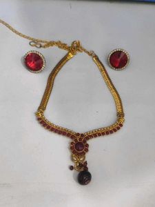 maroon Necklace &amp; Earring Set