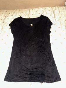 Chic Black Ruched Tunic Top
