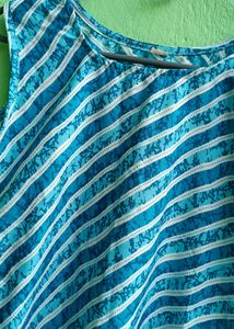 Blue Striped Sleeveless Kurta