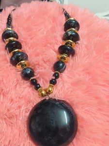 Elegant Black Stone Beaded Necklace