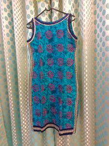 Retro Teal Print Dress