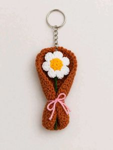 Handmade Crochet Flower Keychain Set