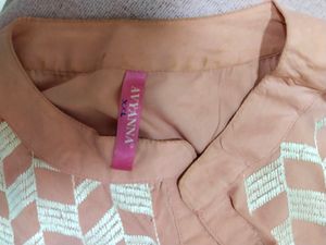 Peach Colour Top With Embroidery Design