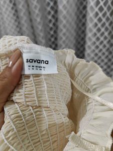Savana Cream Shirt &amp; Smocked Tube Top Set