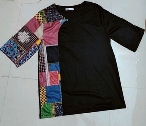 Black With Multicolour Imported Top