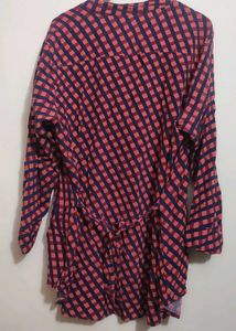 Rust &amp; Black Check Printed Top For 46 Bust