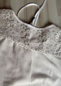 Elegant White Tie-Up Top with Lace Detail