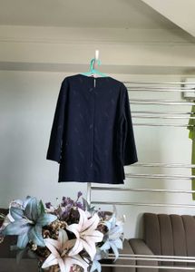 Navy Blue Patterned Blouse