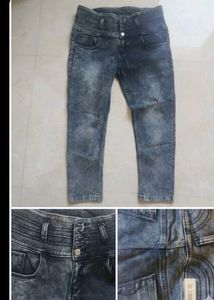 Washed Denim High-Waist Jeans