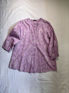Purple Ikat Print Tunic Top