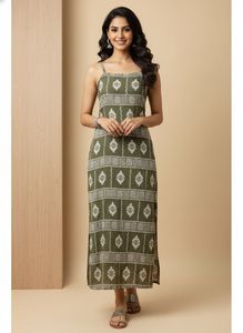 Stylish Green Printed Long Kurta