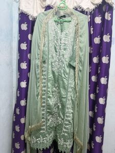 Green Embroidered Kurta Set with Dupatta