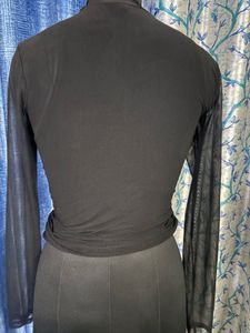 Black "I'M LIT" Rhinestone Mesh Top