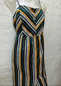 Boho Striped Button-Down Maxi Dress
