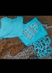 EleTeal Floral Palazzo Set with Jacket xxl size
