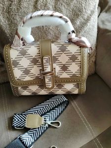 Stylish Handbag with Scarf Accent