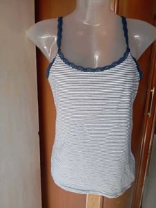 Striped Lace Trim Cami Tank Top