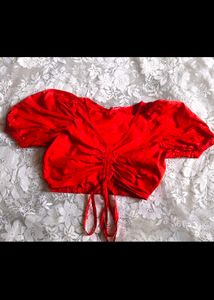 Stylish Red Ruched Crop Top