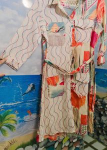 Unique Printed Shirt Dress with Belt