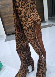 Leopard Print Knee-High Boots size 38