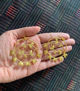 Gold Leaf Hoop Earrings